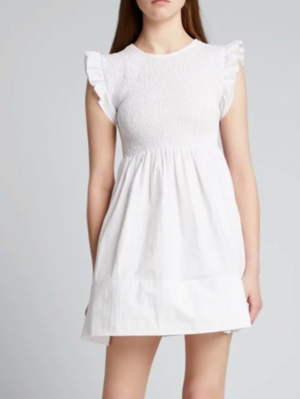 Ciao Lucia! - NEW White "Camilla" 100% Cotton Smocked Sleeveless Dress, Size L